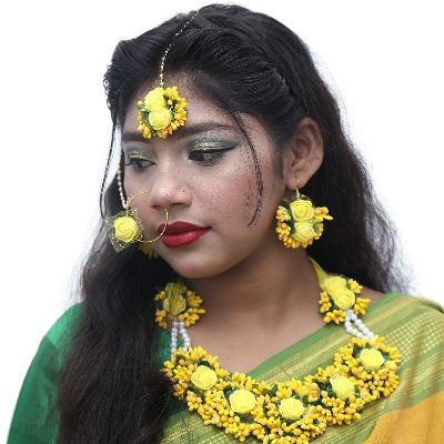 Picture of Artificial Flower Gorgeous Bridal Set-3 Piece set - Multicolor