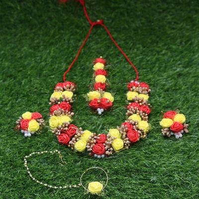 Picture of Artificial Flower Gorgeous Bridal Set-5 Piece set - Multicolor