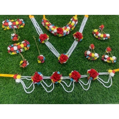 Picture of Artificial Flower Gorgeous Bridal Set 9 pc - Multicolor