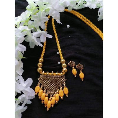 Picture of Jaypuri Traditional Antique Oxidised Choker Necklace Jewellery Set - Multicolor