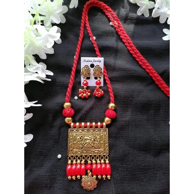 Picture of Jaypuri Traditional Antique Oxidised Choker Necklace Jewellery Set - Multicolor