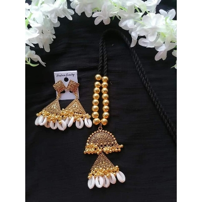 Picture of Jaypuri Traditional Antique Oxidised Choker Necklace Jewellery Set - Multicolor