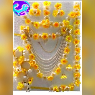 Picture of Artificial Flower Gorgeous Bridal Set-10 Piece set - Multicolor