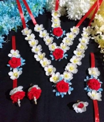 Picture of Artificial Flower Gorgeous Bridal  set - Multicolor
