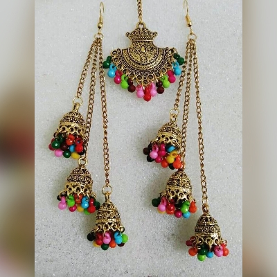 Picture of Entics  Ear Ring and tikli for women - Multicolor