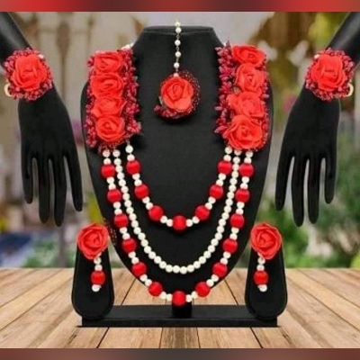 Picture of Artificial Flower Gorgeous Bridal  set - Multicolor