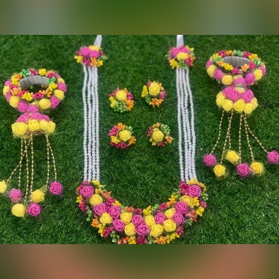 Picture of Artificial Flower Gorgeous Bridal  set - Multicolor