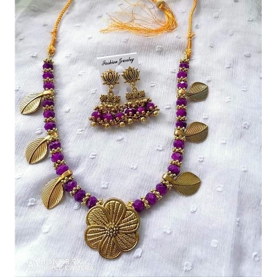 Picture of Gorgeous Party Wear Antique Silver locket Pendant Necklace / Chain Necklace / Choker Necklace for Women / Jewelry set for women Necklace