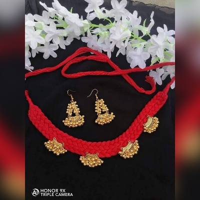 Picture of Gorgeous Party Wear Antique Silver locket Pendant Necklace / Chain Necklace / Choker Necklace for Women / Jewelry set for women Necklace - Multicolor