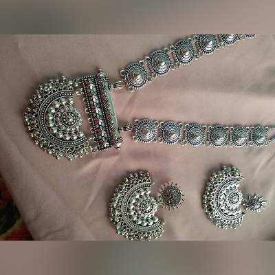 Picture of Gorgeous Party Wear Antique Silver locket Pendant Necklace / Chain Necklace / Choker Necklace for Women / Jewelry set for women Necklace - Multicolor