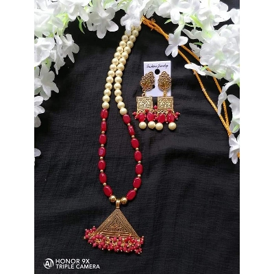 Picture of Gorgeous Party Wear Antique Silver locket Pendant Necklace / Chain Necklace / Choker Necklace for Women / Jewelry set for women Necklace - Multicolor