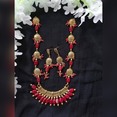 Picture of Gorgeous Party Wear Antique Silver locket Pendant Necklace / Chain Necklace / Choker Necklace for Women / Jewelry set for women Necklace - Multicolor