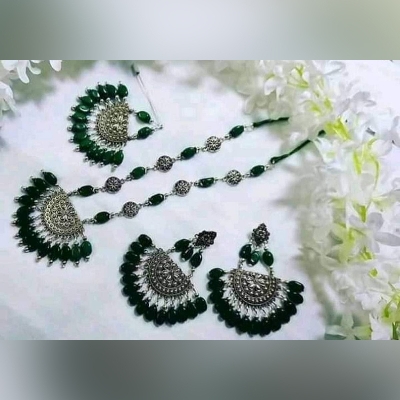 Picture of Gorgeous Party Wear Antique Silver locket Pendant Necklace / Chain Necklace / Choker Necklace for Women / Jewelry set for women Necklace - Multicolor