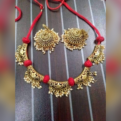 Picture of Gorgeous Party Wear Antique Silver locket Pendant Necklace / Chain Necklace / Choker Necklace for Women / Jewelry set for women Necklace