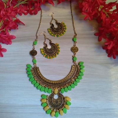 Picture of Gorgeous Party Wear Antique Silver locket Pendant Necklace / Chain Necklace / Choker Necklace for Women / Jewelry set for women Necklace