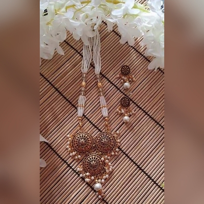 Picture of Gorgeous Party Wear Antique Silver locket Pendant Necklace / Chain Necklace / Choker Necklace for Women / Jewelry set for women Necklace - Multicolor