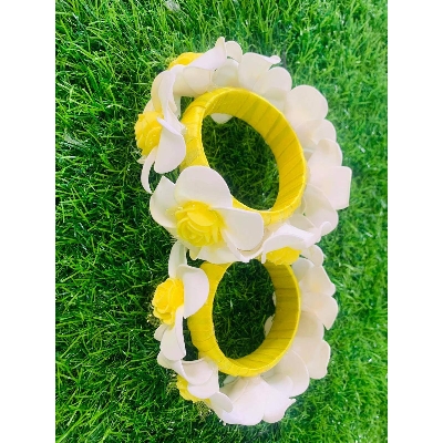 Picture of Artificial Flower Jewellery 2 Pcs Bangle/Bracelets Bridal/Holud/Boishakh Fashion For Women - Multicolor
