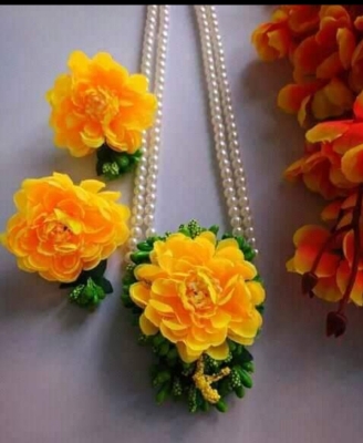 Picture of Artificial Flower Gorgeous Bridal Set-3 Piece set - Multicolor