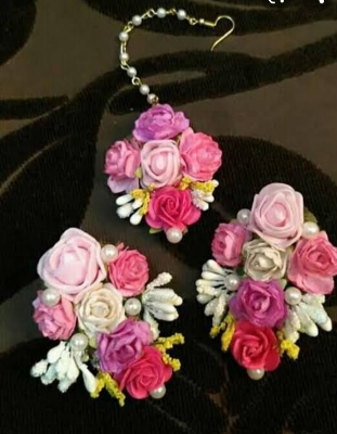 Picture of Artificial Flower Gorgeous Bridal Set3 Piece set - Multicolor