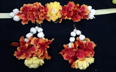 Picture of Artificial Flower Gorgeous Bridal Set3 Piece set - Multicolor