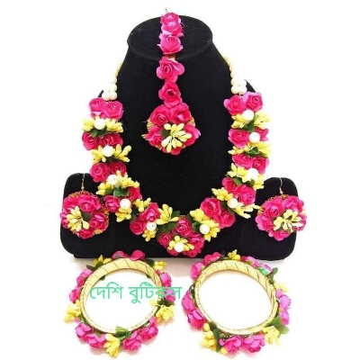 Picture of Artificial Flower Gorgeous Bridal Set-6 Piece set - Multicolor