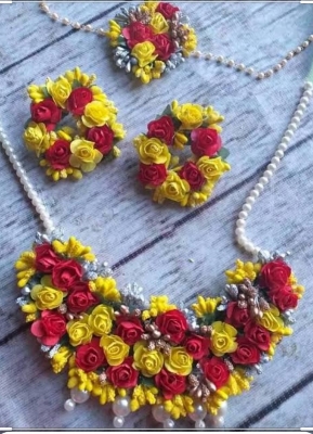 Picture of Artificial Flower Gorgeous Bridal Set-4 Piece set - Multicolor