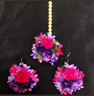 Picture of Artificial Flower Gorgeous Bridal Set3 Piece set - Multicolor