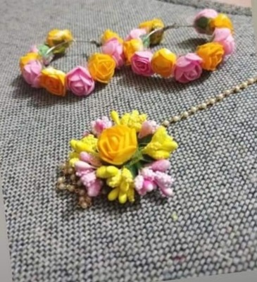 Picture of Artificial Flower Gorgeous Bridal Set3 Piece set - Multicolor