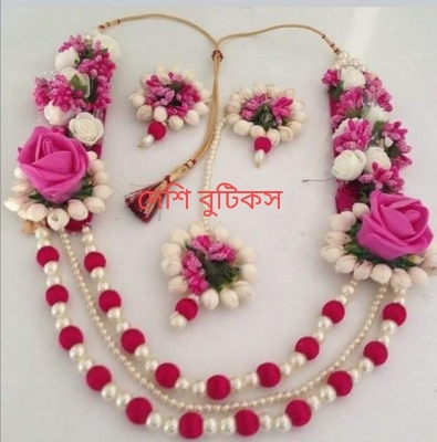 Picture of Artificial Flower Gorgeous Bridal Set-3 Piece set - Multicolor