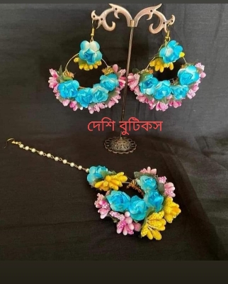 Picture of Artificial Flower Gorgeous Bridal Set3 Piece set - Multicolor