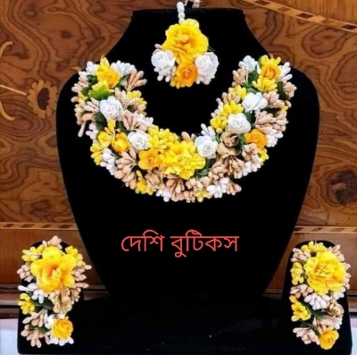 Picture of Artificial Flower Gorgeous Bridal Set-5 Piece set - Multicolor