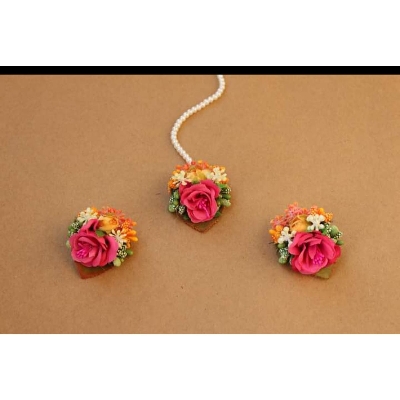 Picture of Artificial Flower Gorgeous Bridal Set3 Piece set - Multicolor