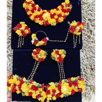 Picture of Artificial Flower Gorgeous Bridal Set 5 Piece set - Multicolor