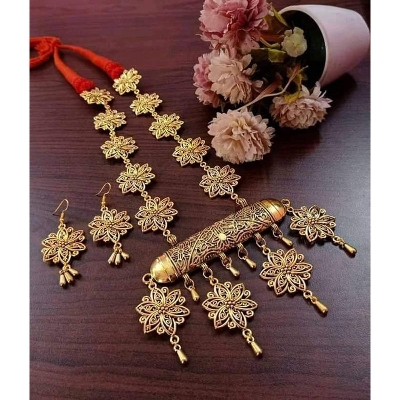 Picture of Gorgeous Party Wear Antique Silver locket Pendant Necklace / Chain Necklace / Choker Necklace for Women / Jewelry set for women Necklace - Multicolor