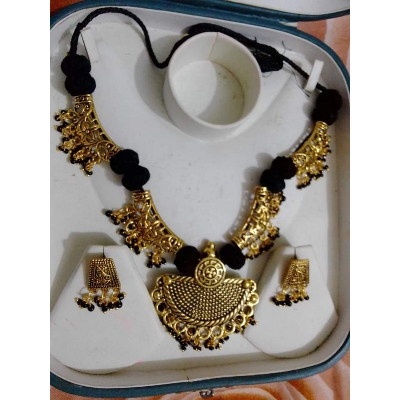 Picture of Gorgeous Party Wear Antique Silver locket Pendant Necklace / Chain Necklace / Choker Necklace for Women / Jewelry set for women Necklace - Multicolor