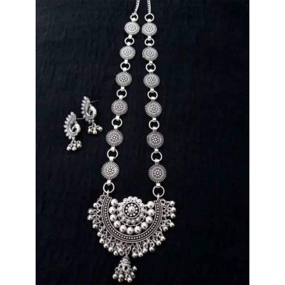 Picture of Gorgeous Party Wear Antique Silver locket Pendant Necklace / Chain Necklace / Choker Necklace for Women / Jewelry set for women Necklace - Multicolor