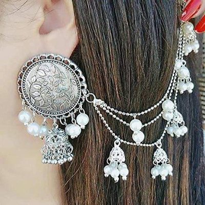 Picture of Gorgeous Party Wear Antique Silver locket Pendant Necklace / Chain Necklace / Choker Necklace for Women / Jewelry set for women Necklace - Multicolor