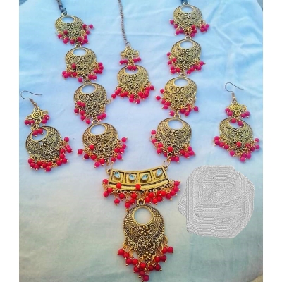 Picture of Gorgeous Party Wear Antique Silver locket Pendant Necklace / Chain Necklace / Choker Necklace for Women / Jewelry set for women Necklace - Multicolor