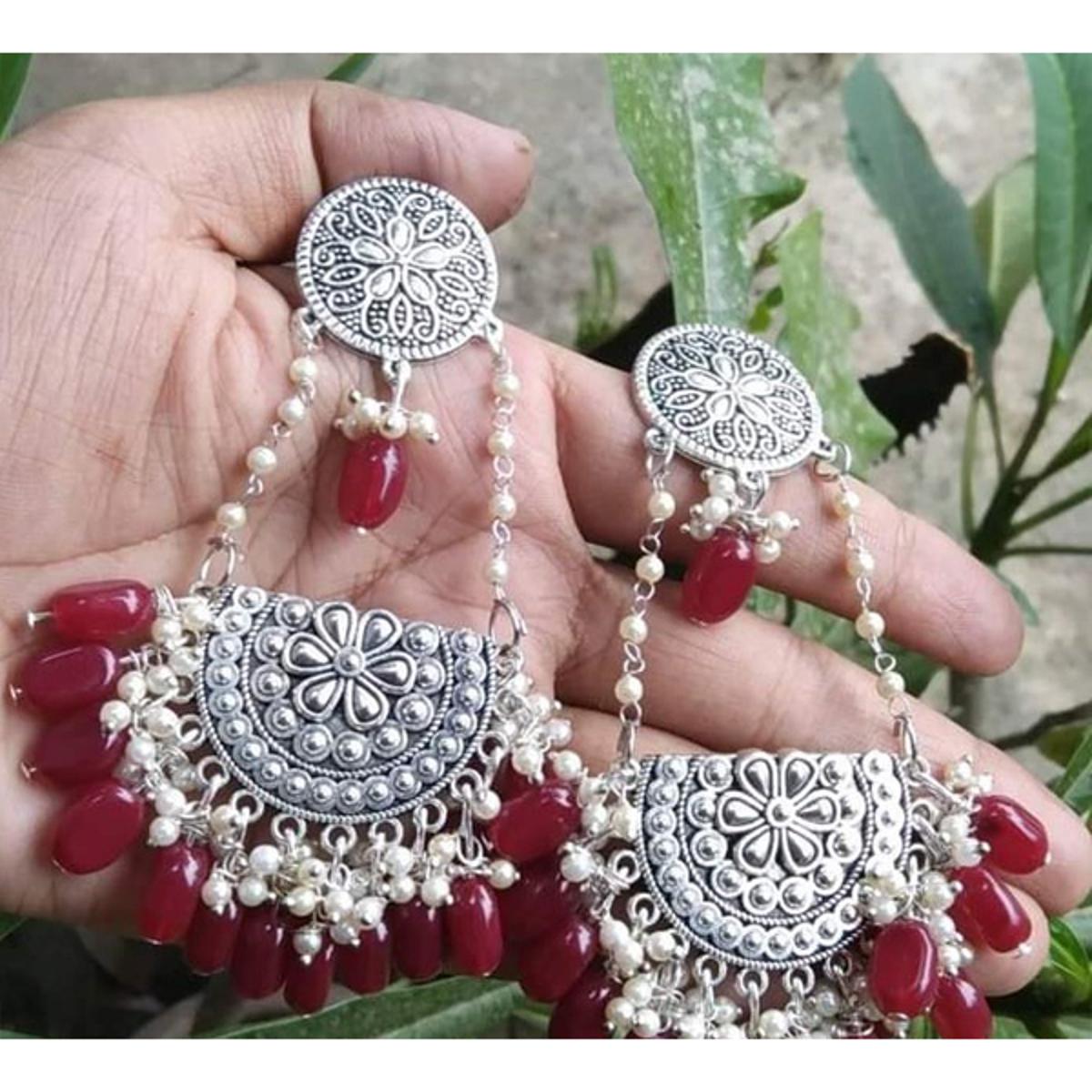 Picture of Gorgeous Party Wear Antique Silver locket Pendant Necklace / Chain Necklace / Choker Necklace for Women / Jewelry set for women Necklace - Necklace For Girls