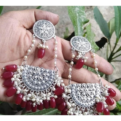 Picture of Gorgeous Party Wear Antique Silver locket Pendant Necklace / Chain Necklace / Choker Necklace for Women / Jewelry set for women Necklace - Necklace For Girls