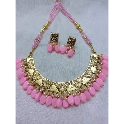 Picture of Gorgeous Party Wear Antique Silver locket Pendant Necklace / Chain Necklace / Choker Necklace for Women / Jewelry set for women Necklace - Multicolor