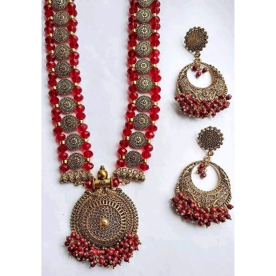 Picture of Gorgeous Party Wear Antique Silver locket Pendant Necklace / Chain Necklace / Choker Necklace for Women / Jewelry set for women Necklace