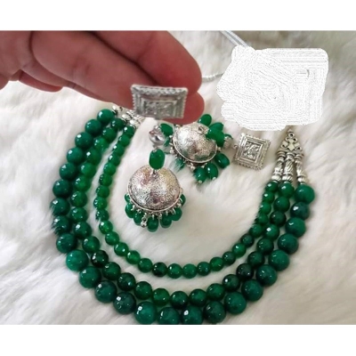 Picture of Gorgeous Party Wear Antique Silver locket Pendant Necklace / Chain Necklace / Choker Necklace for Women / Jewelry set for women Necklace - Multicolor