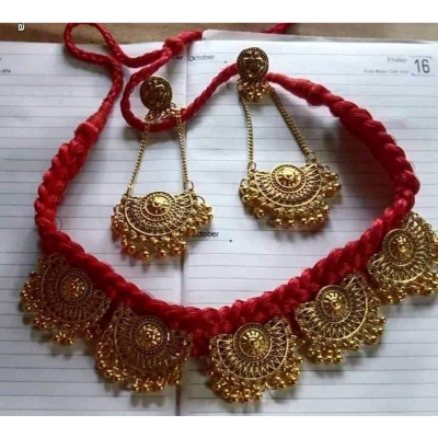 Picture of Gorgeous Party Wear Antique Silver locket Pendant Necklace / Chain Necklace / Choker Necklace for Women / Jewelry set for women Necklace - Multicolor