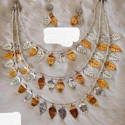 Picture of Gorgeous Party Wear Antique Silver locket Pendant Necklace / Chain Necklace / Choker Necklace for Women / Jewelry set for women Necklace - Multicolor