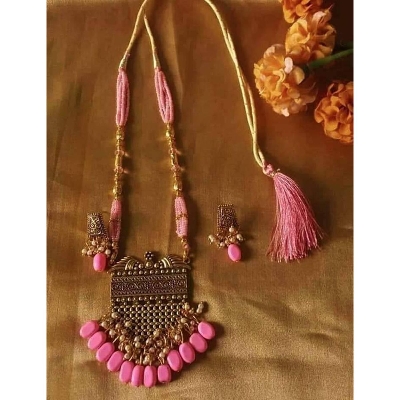 Picture of Gorgeous Party Wear Antique Silver locket Pendant Necklace / Chain Necklace / Choker Necklace for Women / Jewelry set for women Necklace - Multicolor