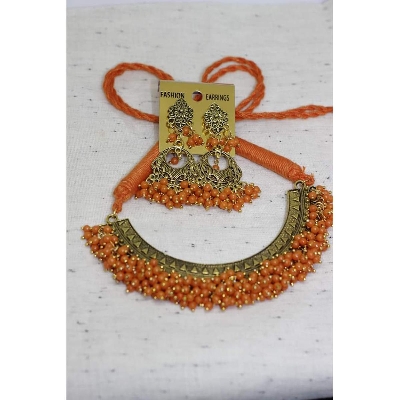 Picture of Gorgeous Party Wear Antique Silver locket Pendant Necklace / Chain Necklace / Choker Necklace for Women / Jewelry set for women Necklace - Multicolor