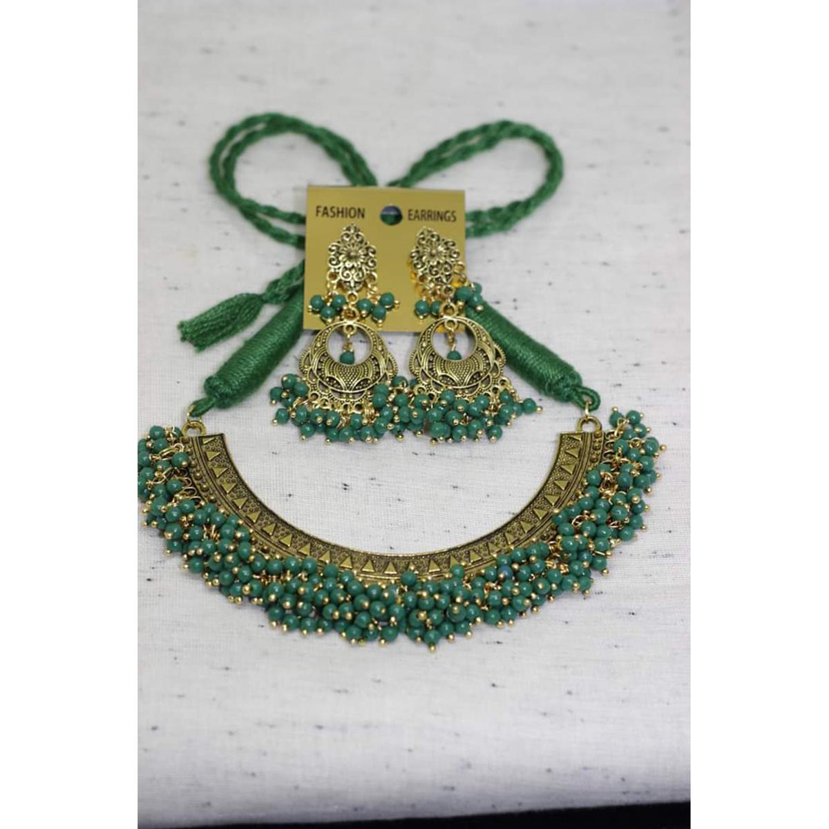 Picture of Gorgeous Party Wear Antique Silver Locket Pendant Necklace / Chain Necklace / Choker Necklace For Women / Jewelry Set For Women Necklace - Necklace For Girls