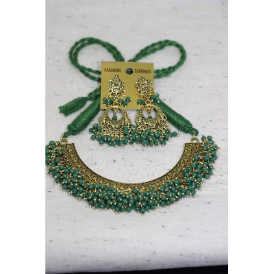 Picture of Gorgeous Party Wear Antique Silver Locket Pendant Necklace / Chain Necklace / Choker Necklace For Women / Jewelry Set For Women Necklace - Necklace For Girls