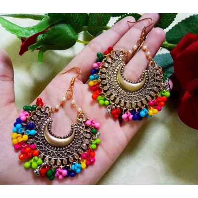 Picture of Gorgeous Party Wear Antique Silver locket Pendant Necklace / Chain Necklace / Choker Necklace for Women / Jewelry set for women Necklace - Multicolor